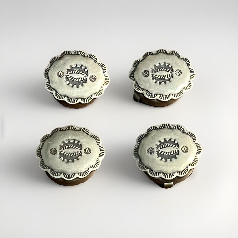 Sterling Silver Concho Button Covers‎ Scalloped Edge Southwest Handmade